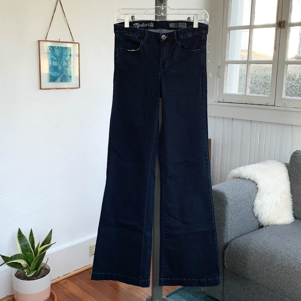 Madewell, wide leg, dark wash denim jeans